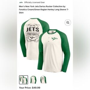Men's Green and White Long Sleeve Tee